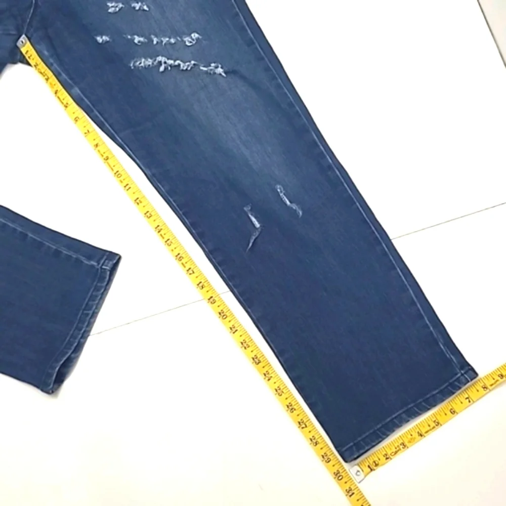 Gloria Vanderbilt Distressed Jeans High Waist Rise Denim Whiskered Straight Leg